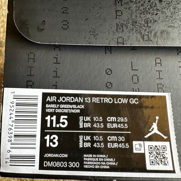 Nike Air Jordan 13 Retro Low Singles Day DM0803-300 Barley Green Black Mens 11.5 - Picture 13 of 13